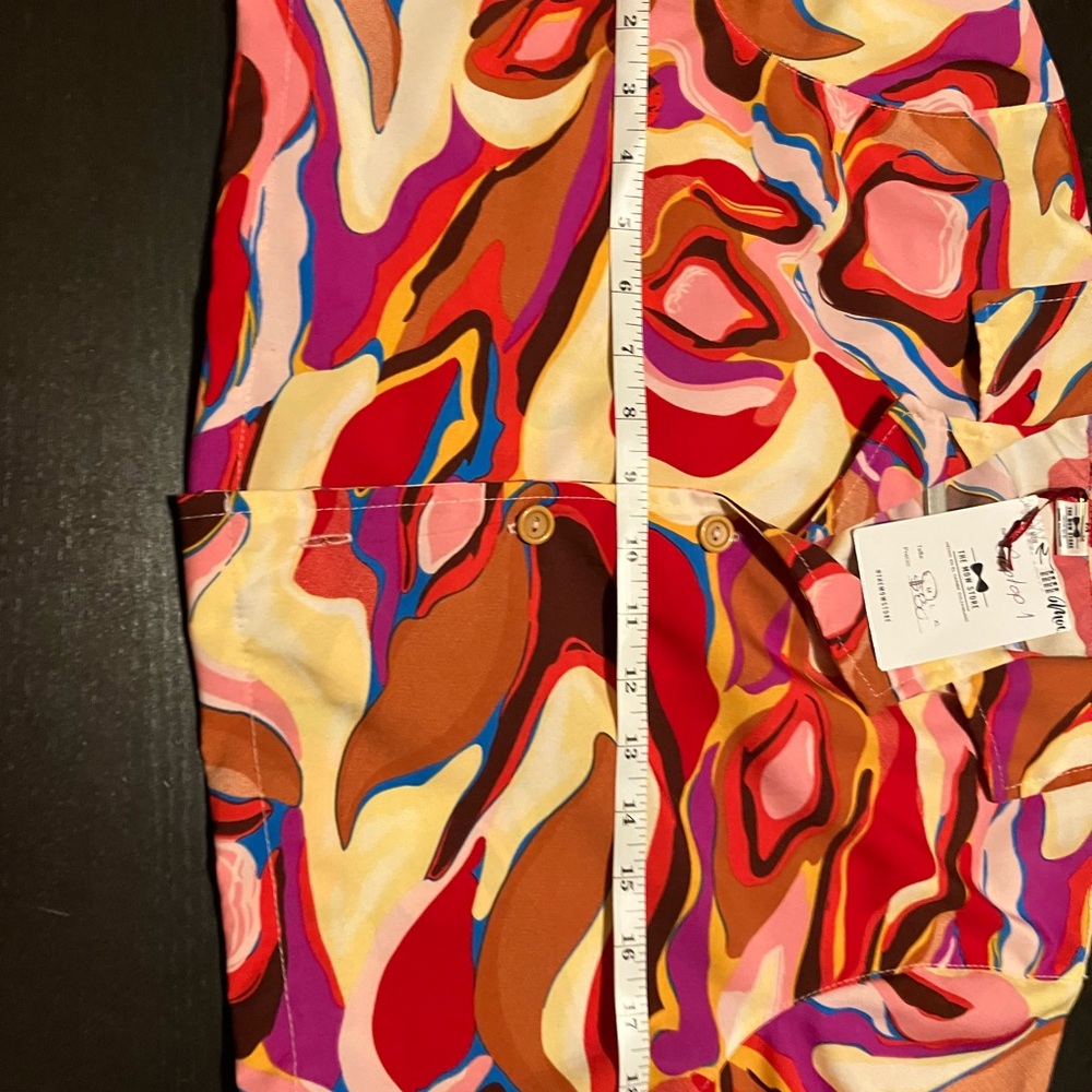 Handmade Multicolor Abstract Wave Button-Up Crop Top